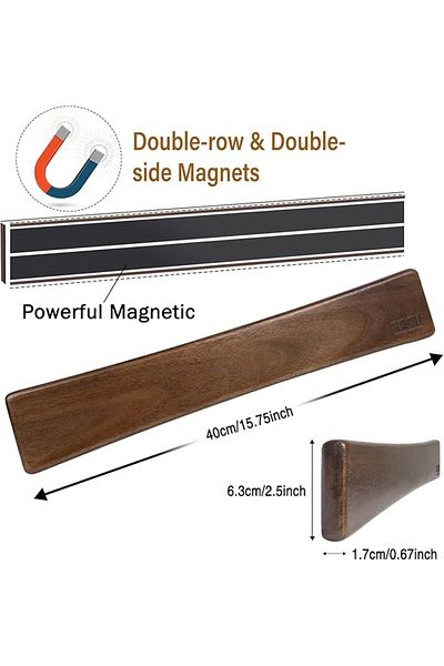 COOYA Magnetic Knife Strips, Wood Strip Use as Knife Bar Kitchen Utensil Organizer, 16 Inch