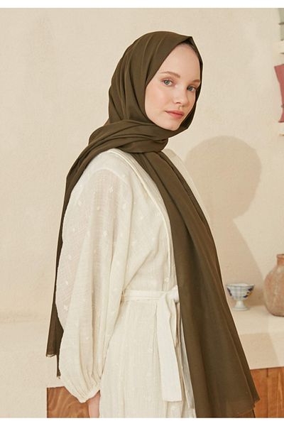 Fresh Thin Cotton Shawl - Voile Khaki