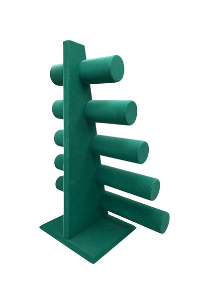 MeGass Dekor Domestic Production Suede Fabric Green Color Five Stage 45/34 cm Bracelet-Watch Display Stand