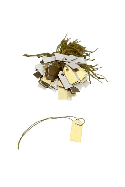 MeGass Dekor Domestic Production Small Size Gold Color 2 /1 cm 80 Pieces Cardboard String Price Tag