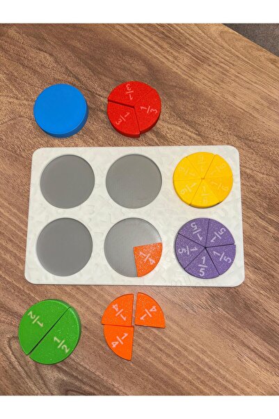 Atlas Lab Kesirler Eğitici Puzzle 🧩 – 3D Baskı Rengarenk Fraction Oyunu 🌈 | Montessori Matematik Seti 📚