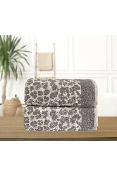 Lucy and Home Tigre, 100% βαμβακερό ζακάρ λεοπάρ μοτίβο σετ πετσετών 2 60x100cm