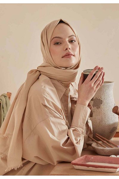 Fresh Thin Cotton Voile Shawl Cream