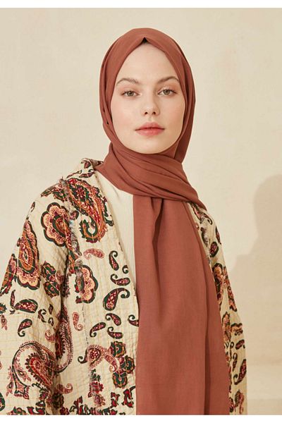 Fresh Thin Cotton Voile Shawl Warm Coffee