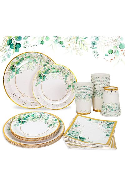 COOYA Disposable Dinnerware Set, Serve 20 for Wedding, Birthday, Baby Shower