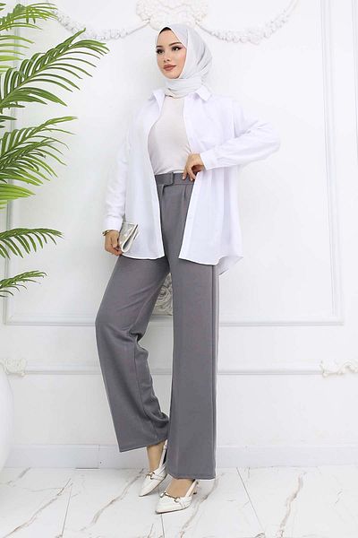 giyze Wide Leg Palazzo Trousers Gray 3044