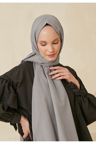 Fresh Thin Cotton Voile Shawl Light Gray