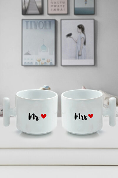 shop كوب Mr & Mr مطبوع على شكل حرف T مزدوج