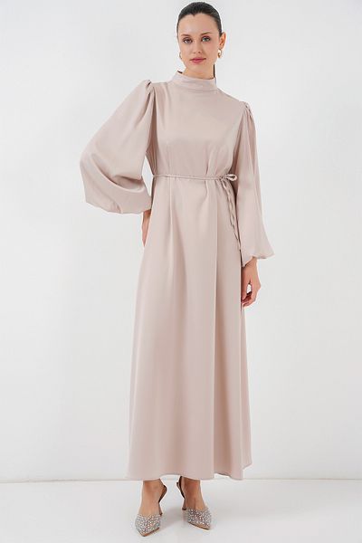Bigdart 2510 Satin-Hijab-Abendkleid – M. Creme