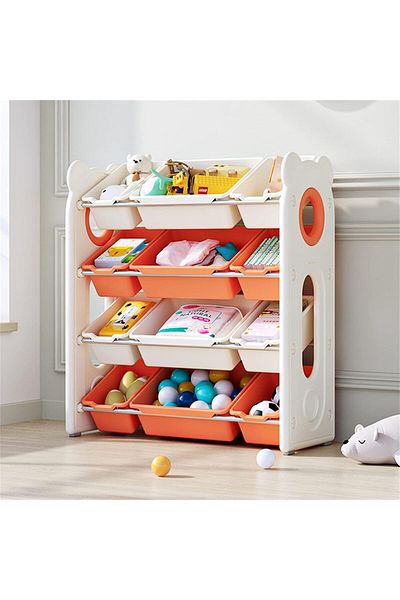 COOYA Kids Display Holder Bookcase, With 12 Toy Storage Cabinet, 86x34.5x91.5cm, Shelf, for Book Storage