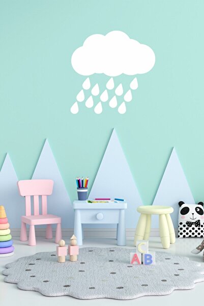MIGNATIS Cloud And Rainflakes Wall Sticker - White 60x59cm