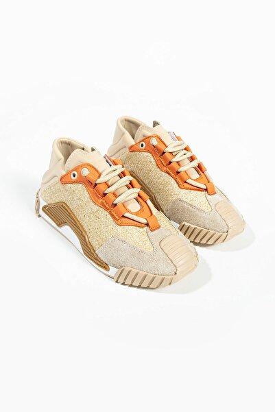 Seniorah Beige Fueda Straw-Suede Women's Sneakers