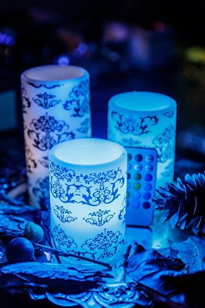 Arma House 3'lü Frangipani Renk Değiştiren Kumandalı Led Mum Seti