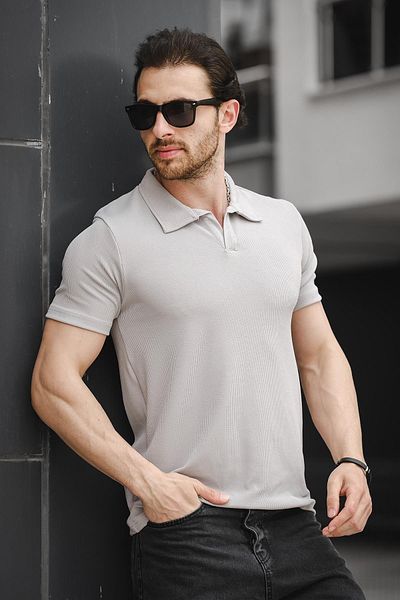 Oksit Ανδρικό μπλουζάκι Ht Peha Slim Fit Otoban Fabric Apaç Collar
