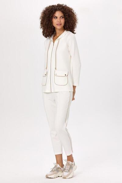 İKİLER Önü Fermuarlı Kapüşonlu Cepli S-Shirt 025-2106