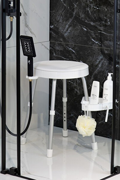 Prima Nova Apollo Döner Tabure Raflı-Beyaz