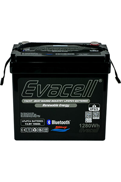 Evacell 12.8v (12VOLT) 100ah Amper Lifepo4 Lityum Demir Fosfat Akü Bluetooth ...