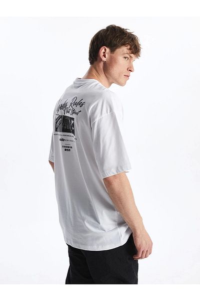 LC Waikiki Ανδρικό μπλουζάκι XSIDE Λευκό Crew Neck με κοντό μανίκι με στάμπα από βαμβακερό χτενισμένο