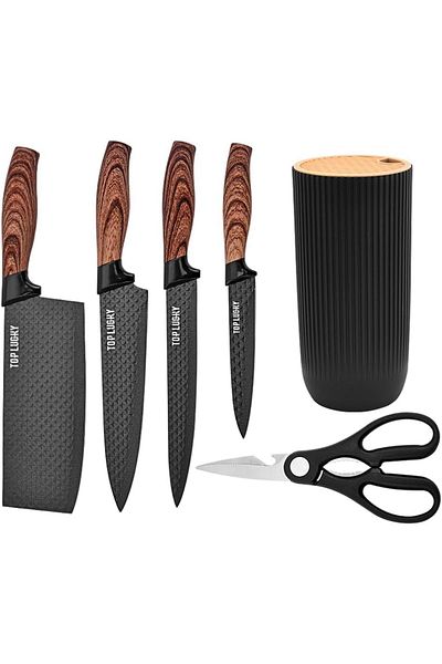 COOYA Knife Set, 6-Piece,Ultra-Sharp Knife Set with Universal Knife Holder, Stainless Steel Kitchen Knife