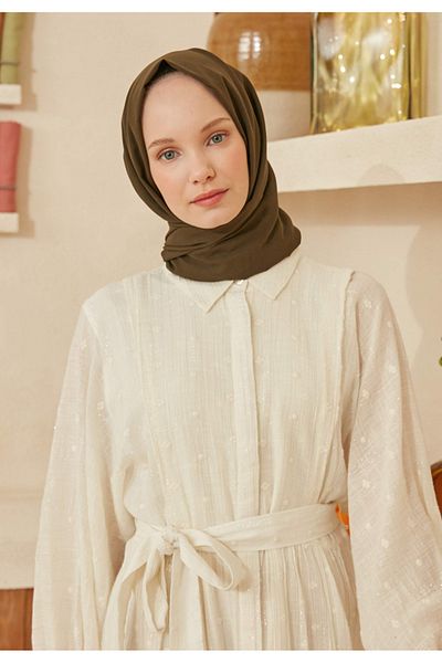 Fresh Thin Cotton Shawl - Voile Khaki