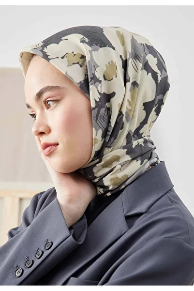 Fresh Cotton Silk Scarf - Multi Flower Pattern, Silver