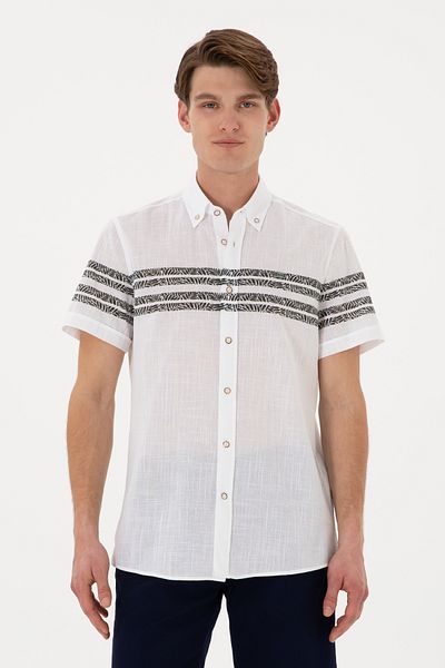 U.S. Polo Assn. Ανδρικό κοντομάνικο πουκάμισο σκούρο χακί 50305921-VR111