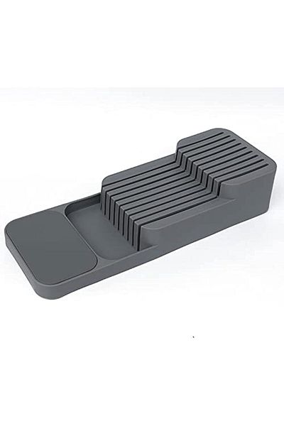 COOYA Plastic Knife Block Holder,Drawer Knives Storage Rack,Cabinet Tray Kitchen Drawer Cutlery Organizer