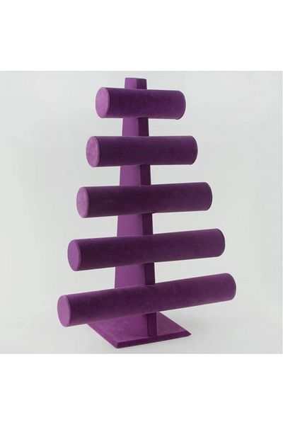 MeGass Dekor Domestic Production Suede Fabric Purple Color Five Stage 45/34 cm Bracelet-Watch Display Stand