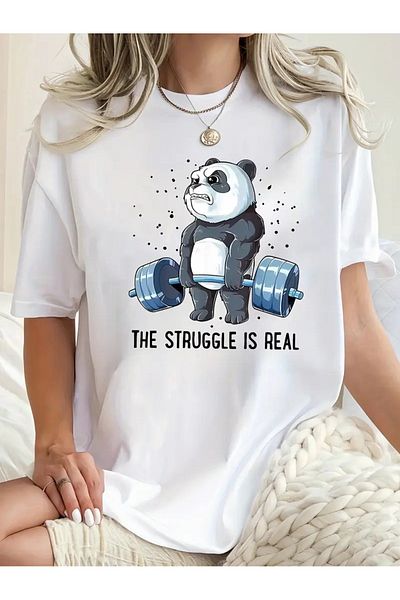 DAXİS Sportwear Company UNISEX Fun Panda μπλουζάκι με στάμπα με λαιμόκοψη