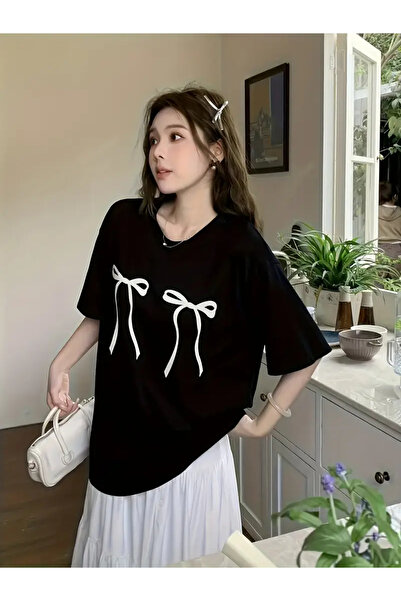 Machetta Double Ribbon Printed Crew Neck Tshirt