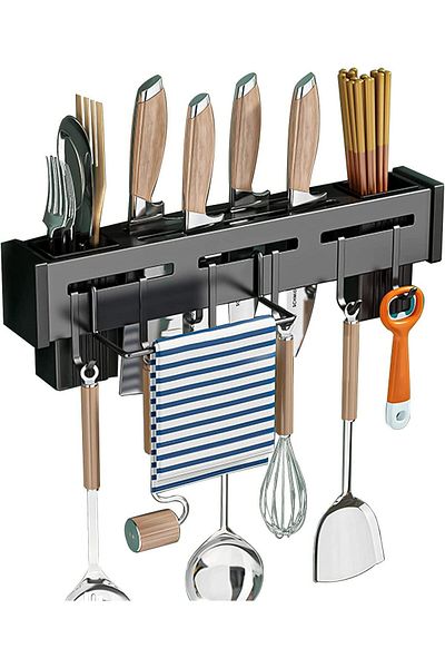 COOYA Kitchen Knife Holder, Stainless Steel Knife Blocker, 10 Knife Capacity, Modern Style