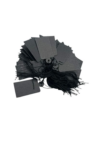 MeGass Dekor Domestic Production Large Size Black Color 3/2cm 80 Pieces Cardboard String Price Tag