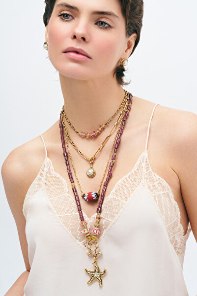 Mon Reve Casual Altın Kaplama İnci Charm Zincir Kolye