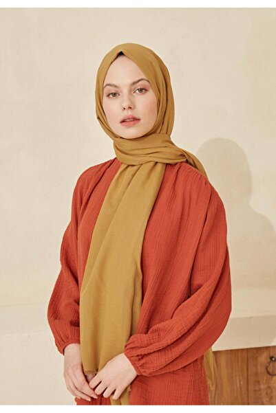 Fresh İnce Pamuk Vual Şal Hardal