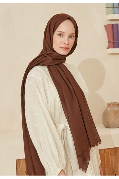 Fresh Thin Cotton Shawl - Voile Chocolate and Coffee