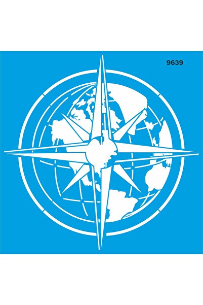 StencilSepeti الأرض والبوصلة - قالب رسم استنسل