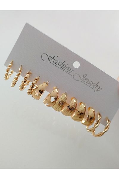 FASHİON JEWELRY طقم أقراط نسائية على شكل قلب مكون من 12 قطعة
