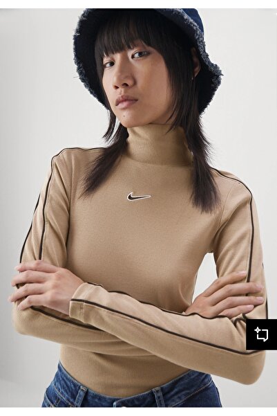 Nike Sportswear Women's Long-Sleeve Top Kahverengi Kadın Uzun Kollu Sweatshirt