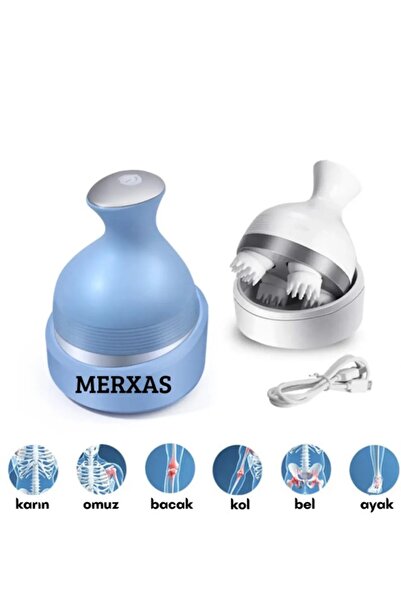 Manessa Mavi Taşınabilir Şarjlı Su Geçirmez Kafa Bel Boyun Sırt Ayak Tüm Vücut Masaj Aleti