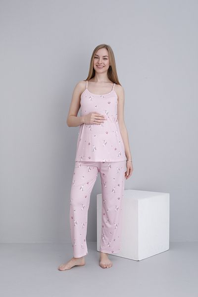 Miss Dünya Lissa Floral Patterned Maternity and Maternity Suspender Pajama Set