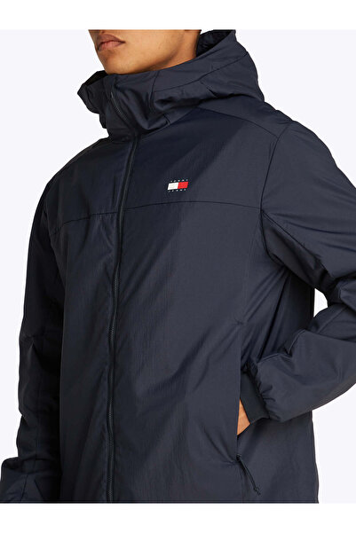 Tommy Hilfiger Erkek Kapşonlu Yaka Kare Cep Detaylı Çift Fermuarlı Spor Stil Lacivert Ceket DM0DM21294-C1G