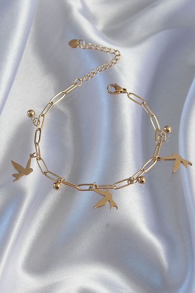 Skygo Gold Colored 316L Bird Design - Chain Bracelet with Heel Detail - TJ-BB6182