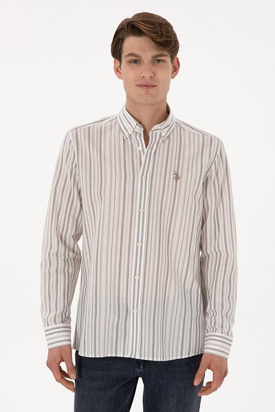 U.S. Polo Assn. Ανδρικό μακρυμάνικο πουκάμισο Mink 50300160 -VR052