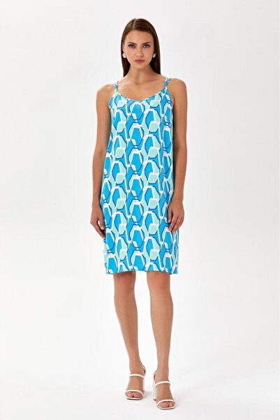 İKİLER Arkası Çapraz Biyeli Kolsuz Elbise 024-4062