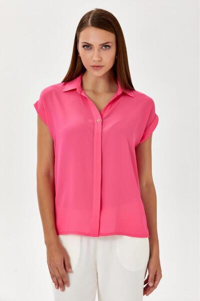 İKİLER Önü Düğmeli Düşük Kol Gömlek 024-3017