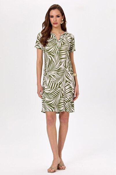 İKİLER Hakim Yaka Önü Çıtçıtlı Duble Kol Elbise 025-2510