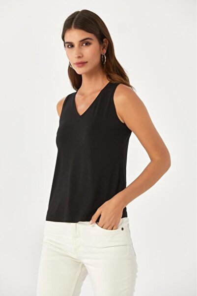 İKİLER V Yaka Kolsuz Basic Bluz 024-1043