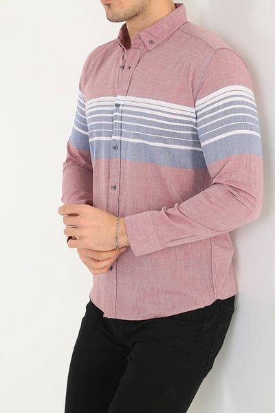 Klothy Men's Long Sleeve Slim Fit Panel Shirt