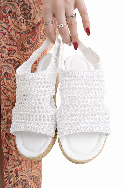 Modafırsat Sandale de damă din paie, tricotaje din dantelă, broderii, brodate, sezon nou, vară, acasă, sandale de vacanță pe plajă