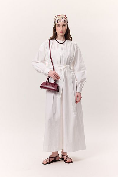 Manuka Wide Shirt and Dress Ecru with Gather Detail